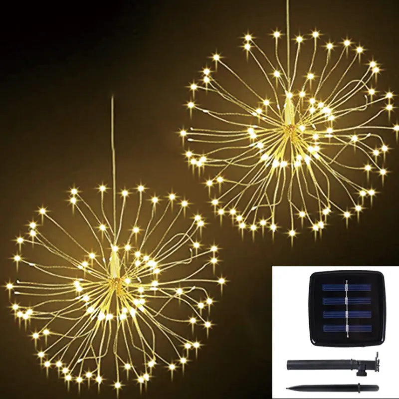 Solar-Powered Battery Box Firework Lights - Eight Functions with Starburst, Dandelion, and Christmas Decorations Woozy Store