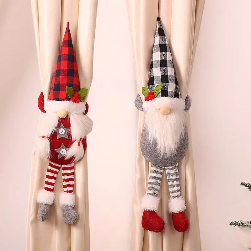 Christmas Curtain Tieback Buckle Set, Mr and Mrs Gnome Curtain Tiebacks Holder Fastener Buckle Window Christmas Ornaments Decorations Woozy Store