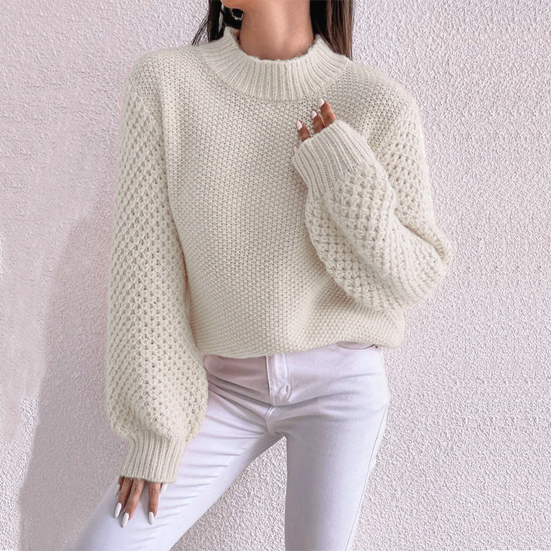 Women's Fashion Autumn And Winter Leisure Long Sleeve Round Neck Pure Color Warm Keeping Sweater Woozy Store