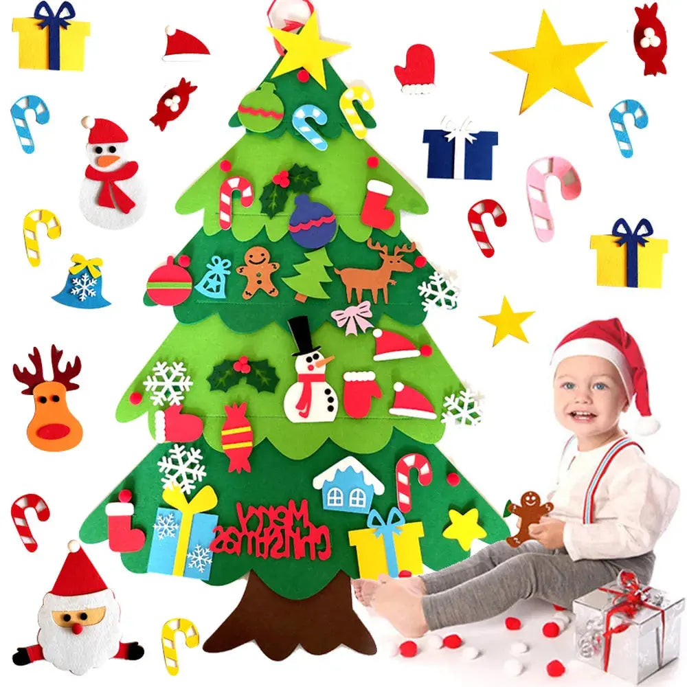 DIY Felt Christmas Tree Christmas Decoration for Home Navidad 2022 New Year Christmas Ornaments Santa Claus Xmas Kids Gifts Woozy Store