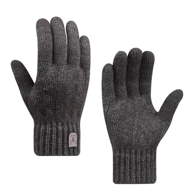 2023 new men's warm gloves winter touch screen plus fleece gloves cold warm wool knitted gloves - Woozy Store