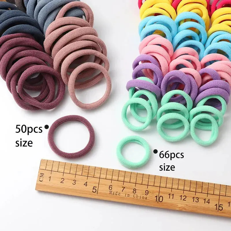 50Pcs Girls Nylon Rubber Bands Elastic Hair Bands Hair Accessories Children Ponytail Holder Headband Kids Ornaments Gift - Woozy Store