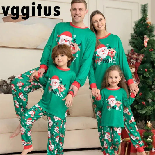 New Spring Autumn Family Matching Homesuit Cartoon Christmas Santa Claus Homewear A Family of Five Pajamas Sets H2067 Woozy Store