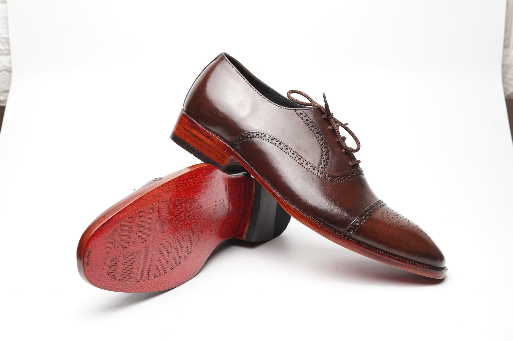 Real handmade Brown Oxford Cap Toe Hand Dyed, Hand Welted Made of full Grain Natural Crust leather Woozy Store