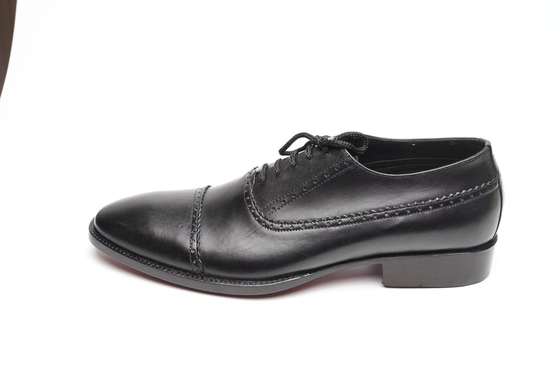 Real handmade Black Cap Toe Oxford Made of full Grain Natural Crust leather Woozy Store