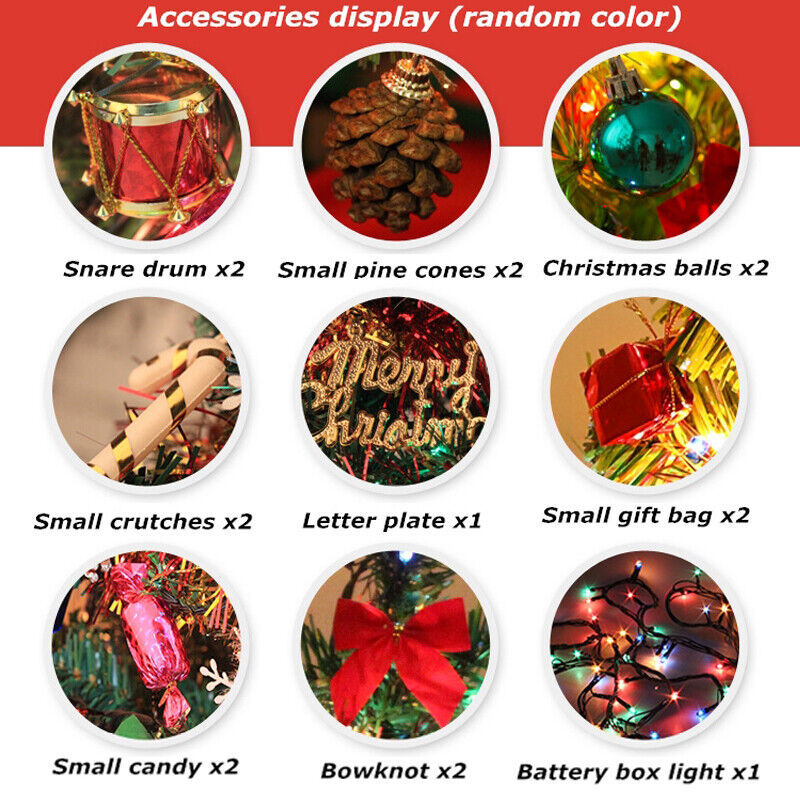 30  Long Tabletop Artificial Small Mini Christmas Tree W LED Lights Ornament Woozy Store