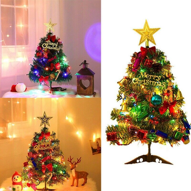 30  Long Tabletop Artificial Small Mini Christmas Tree W LED Lights Ornament Woozy Store