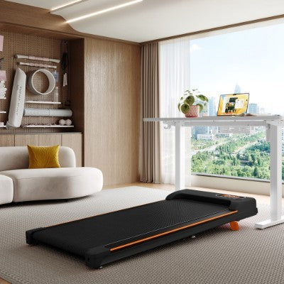 Folding Under Desk Walking Pad Treadmill – Adjustable Incline, 1–6 km/h Speed, Quiet Portable Walking Machine with LED Display, Remote Control & Transport Wheels, Black/Pink Woozy Store