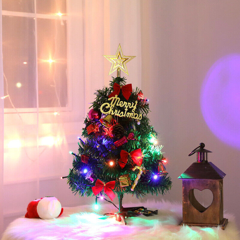 60 Long Tabletop Artificial Small Mini Christmas Tree W  LED Lights Ornament Woozy Store