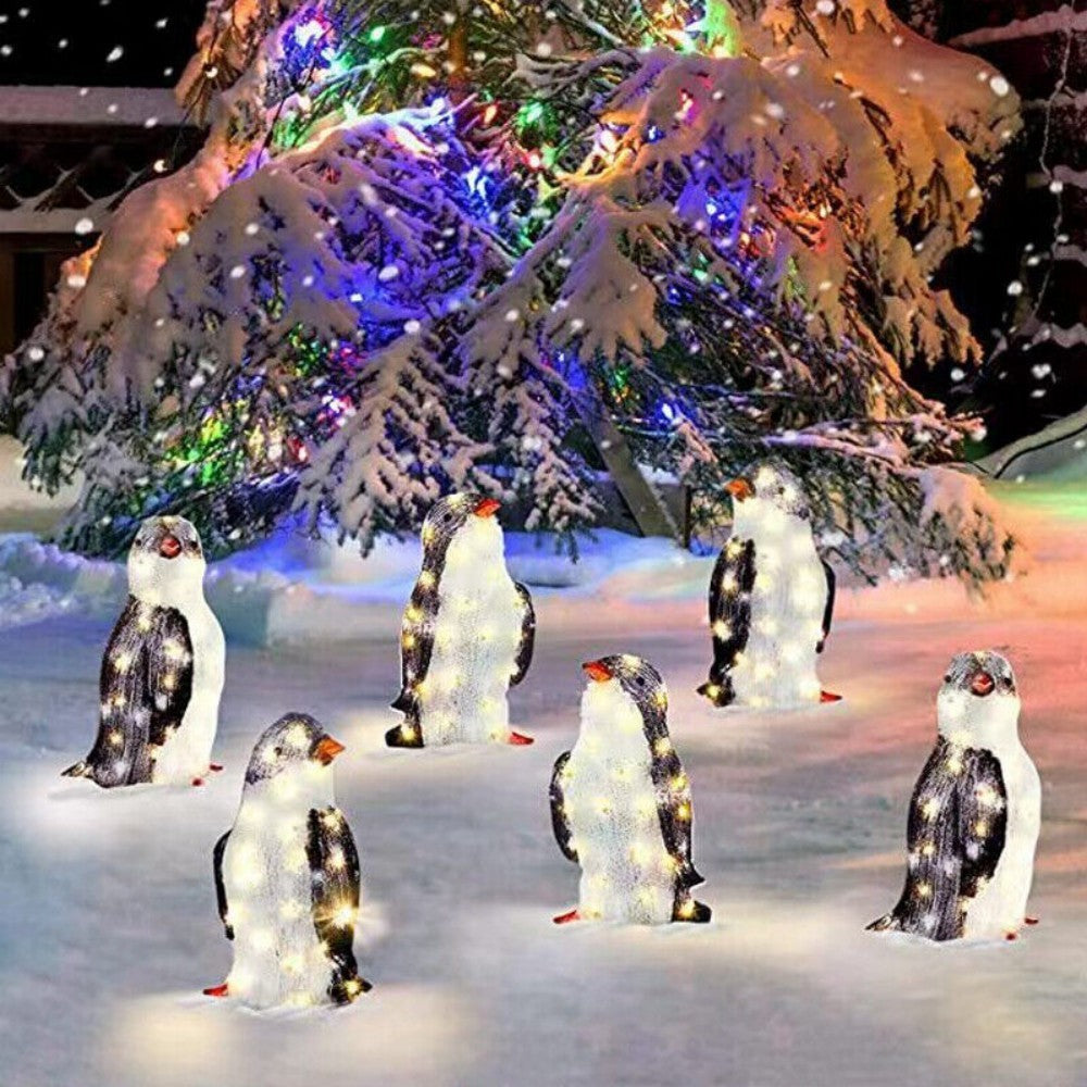 3X Christmas Penguin Acrylic LED Light Up Decoration Indoor Outdoor Figurine Woozy Store