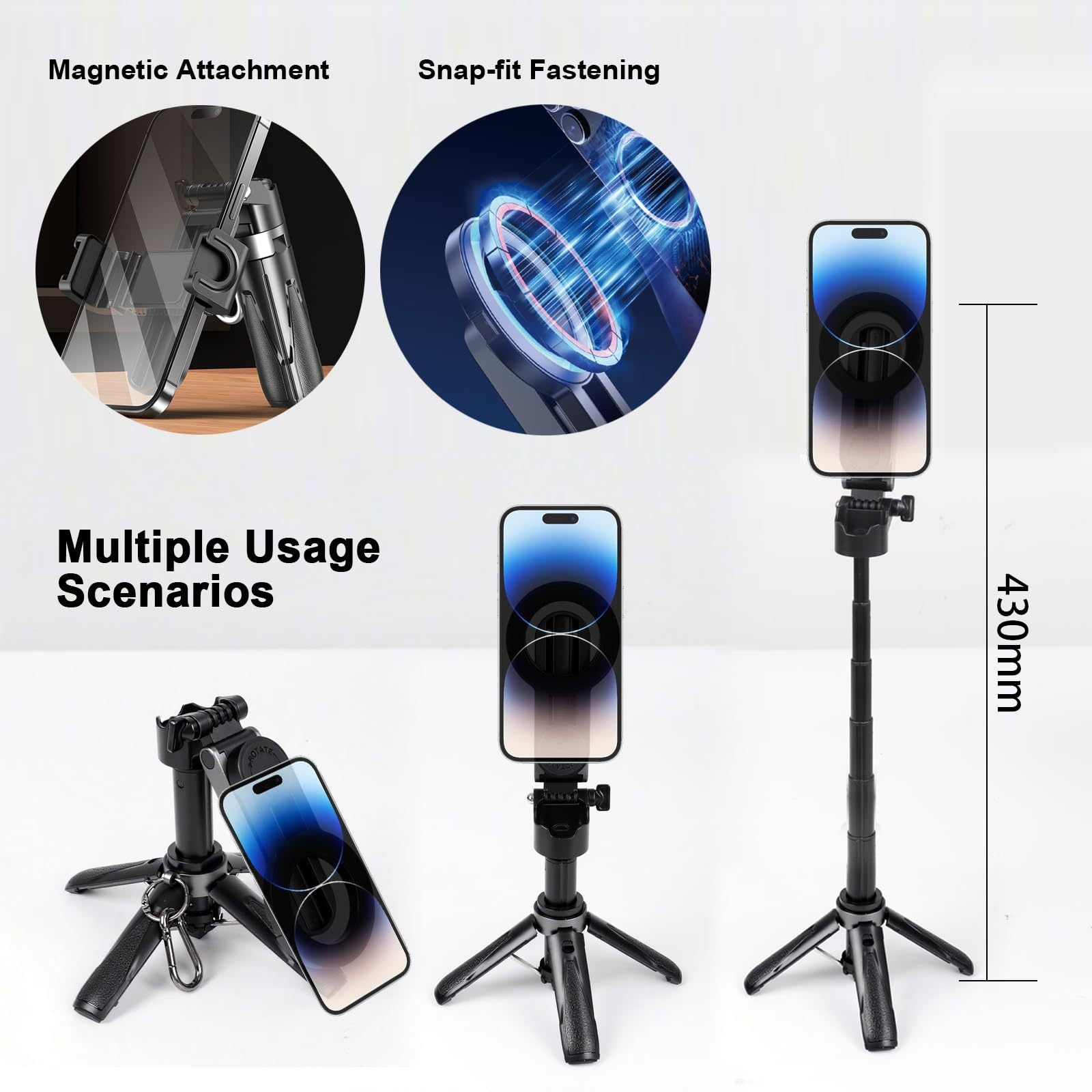 Retractable Selfie Stick Tripod with Wireless Remote  360° Adjustable Phone Holder Woozy Store