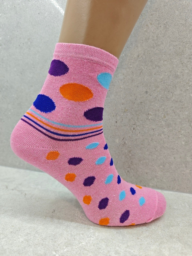 6 / 12 / 24 Pairs  Women’s Socks Mixed Striped & Polka Dot Designs, Soft Cotton Blend, Breathable Everyday Comfort Fit UK 4–7 Woozy Store