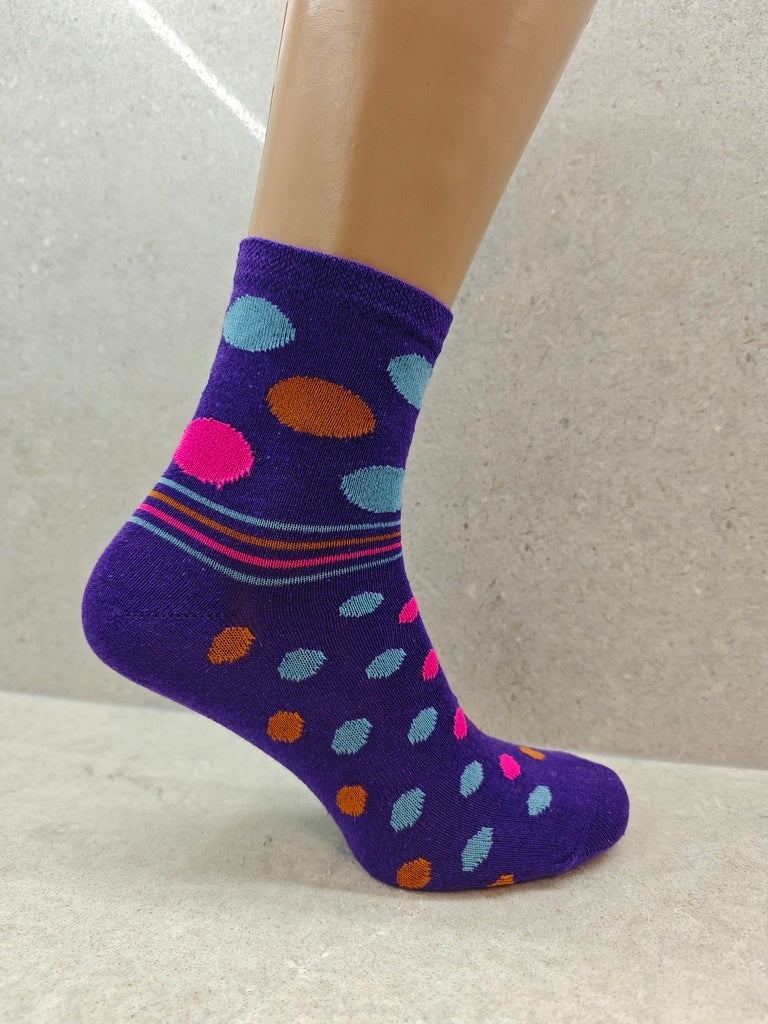 6 / 12 / 24 Pairs  Women’s Socks Mixed Striped & Polka Dot Designs, Soft Cotton Blend, Breathable Everyday Comfort Fit UK 4–7 Woozy Store