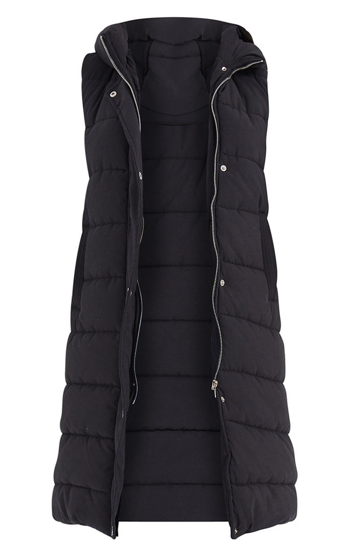 Ladies Long Hooded Puffer Gilet  Warm Padded Sleeveless Winter Bodywarmer Jacket with Zipper Closure for Women & Girls Woozy Store