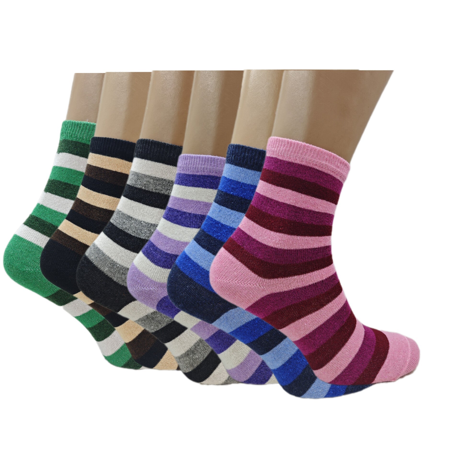 Pack of 6 / 12 / 24 Pairs – Women’s Colourful Striped Socks, Soft Cotton Blend, Breathable Everyday Comfort Fit, UK 4–7 Woozy Store