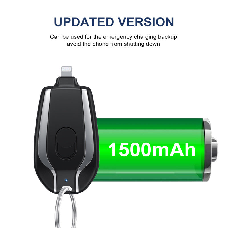 1500mAh Mini Power Emergency Pod Keychain Charger With Type-C Ultra-Compact Mini Battery Pack Fast Charging Backup Power Bank Woozy Store