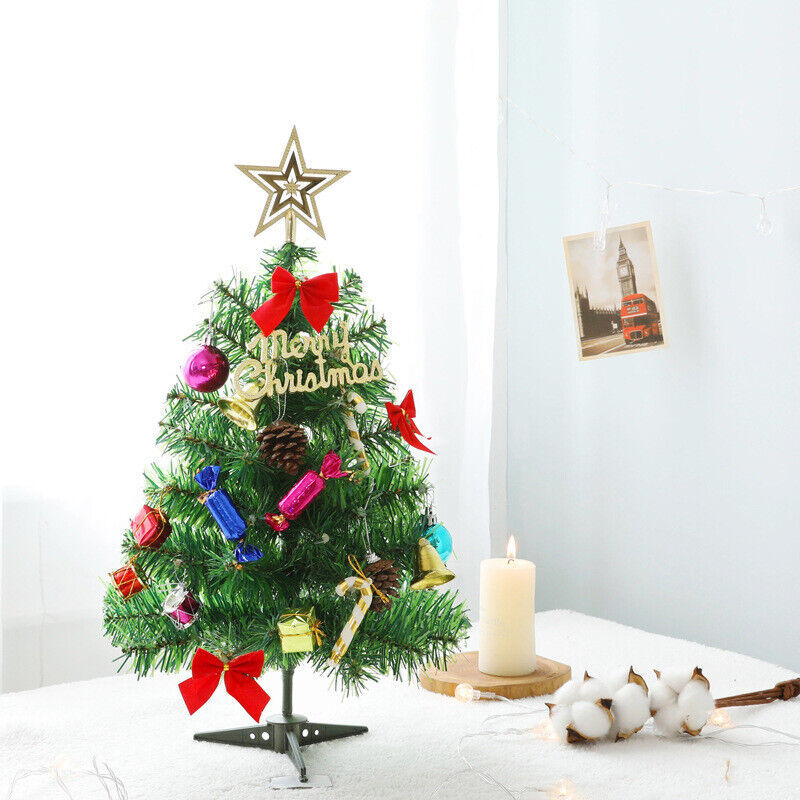 30  Long Tabletop Artificial Small Mini Christmas Tree W LED Lights Ornament Woozy Store