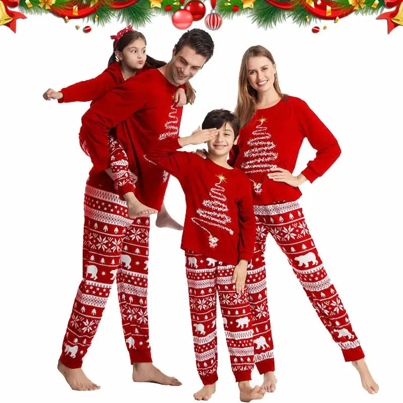 Family Matching Christmas Pajamas Set 2024 Xmas Father Mother Daughter Family Look Clothes Adult Kids Sleepwear Pyjamas Outfits - Woozy Store