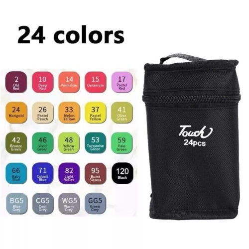 24 Color Dual-Tip Brush Marker Set for Drawing & Calligraphy | Fine + Brush Tips, Fast-Dry, With Storage Bag null