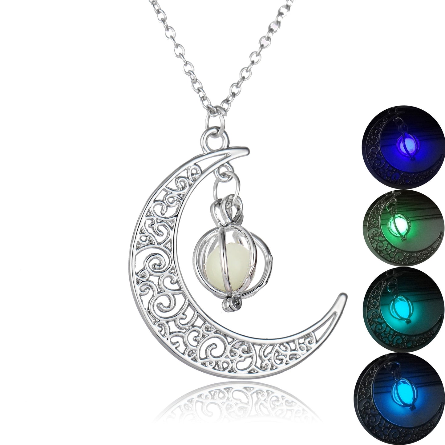 Fashion Moon Natural Glowing Stone Healing Necklace Women Gift Charm Luminous Pendant Necklace Jewelry Woozy Store