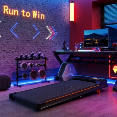 Folding Under Desk Walking Pad Treadmill – Adjustable Incline, 1–6 km/h Speed, Quiet Portable Walking Machine with LED Display, Remote Control & Transport Wheels, Black/Pink Woozy Store