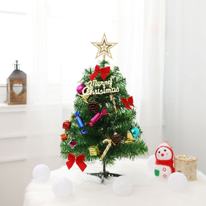 60 Long Tabletop Artificial Small Mini Christmas Tree W  LED Lights Ornament Woozy Store