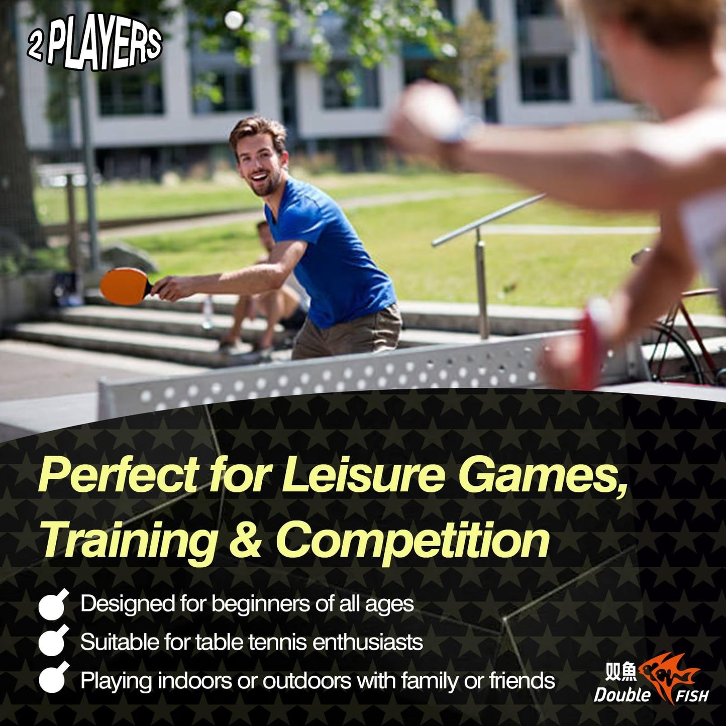 Table Tennis Racket Set – 2 Long Handle Paddles, 3 Star Balls & Carry Bag | 7-Ply Wood, Sweat-Resistant Grip, Superior Spin & Control Woozy Store