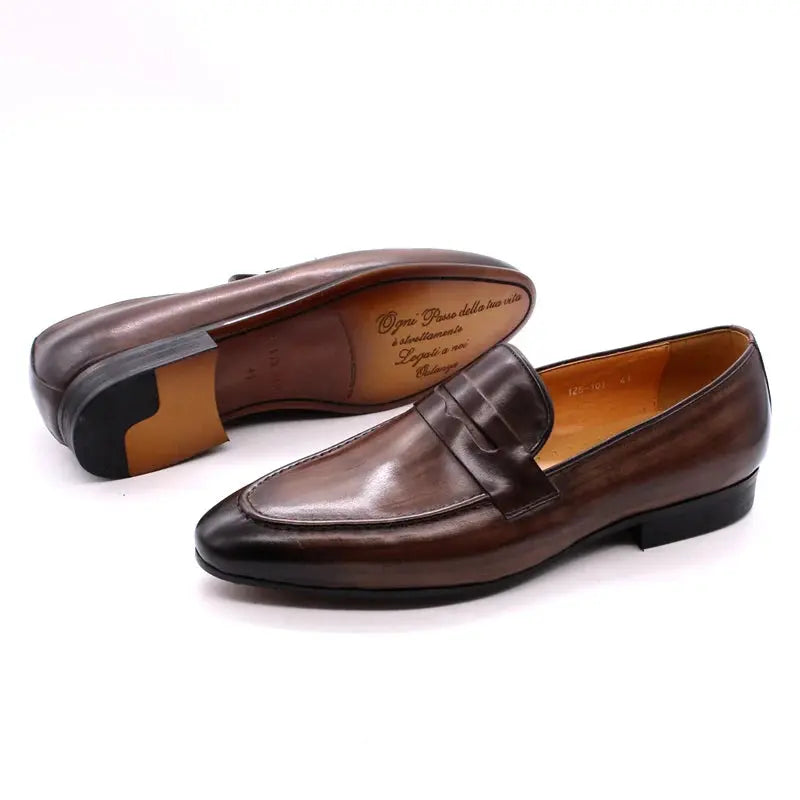 Branded formal loafers shoes genuine leather for men low price - Woozy Store