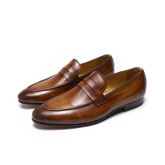 Branded formal loafers shoes genuine leather for men low price - Woozy Store