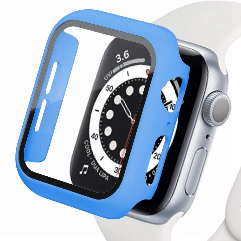 Tempered Glass+cover For Apple Watch Accessories 45mm 41mm 44mm 40mm 42mm Screen Protector Apple watch Case serie 9 4 5 6 SE 7 8 Woozy Store