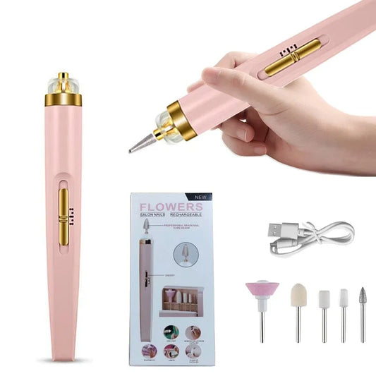 5 in 1 Electric Nail Polish Drill Machine With Light Portable Mini Electric Manicure Art Pen Tools For Gel Remover Woozy Store