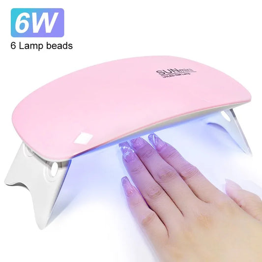 6W Mini Nail Dryer Machine Portable 6 LED UV Manicure Lamp Home Use Nail Lamp For Drying Polish Varnish With USB Cable Woozy Store