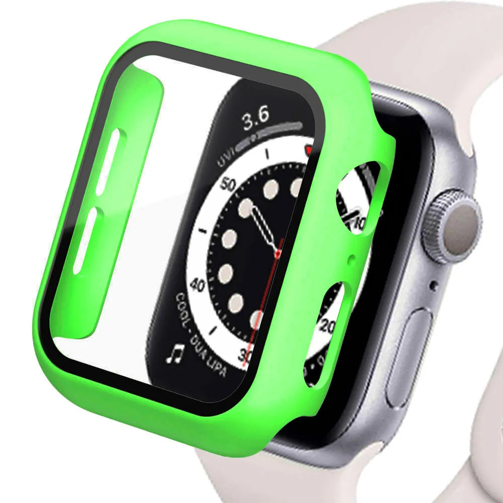 Tempered Glass+cover For Apple Watch Accessories 45mm 41mm 44mm 40mm 42mm Screen Protector Apple watch Case serie 9 4 5 6 SE 7 8 Woozy Store