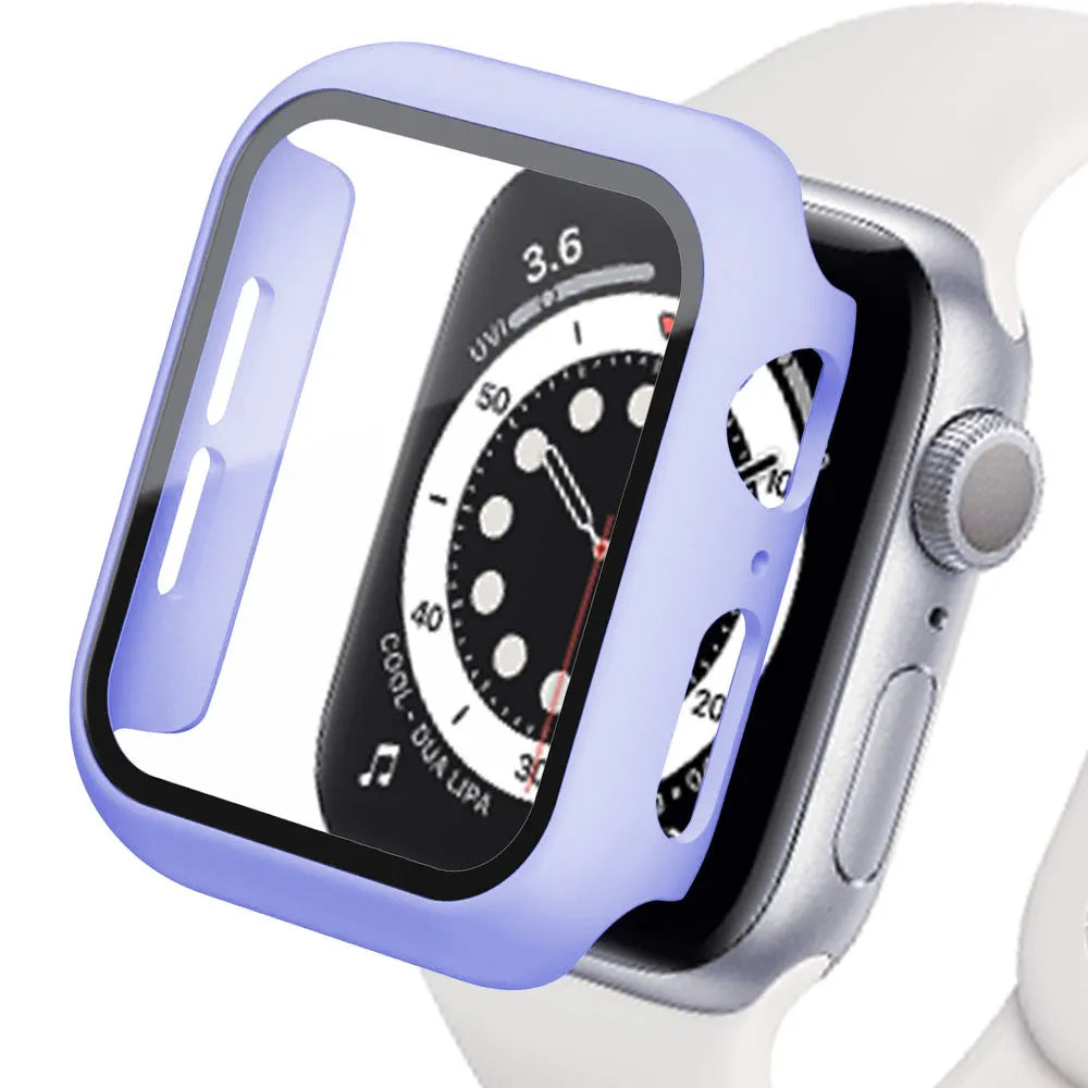 Tempered Glass+cover For Apple Watch Accessories 45mm 41mm 44mm 40mm 42mm Screen Protector Apple watch Case serie 9 4 5 6 SE 7 8 Woozy Store