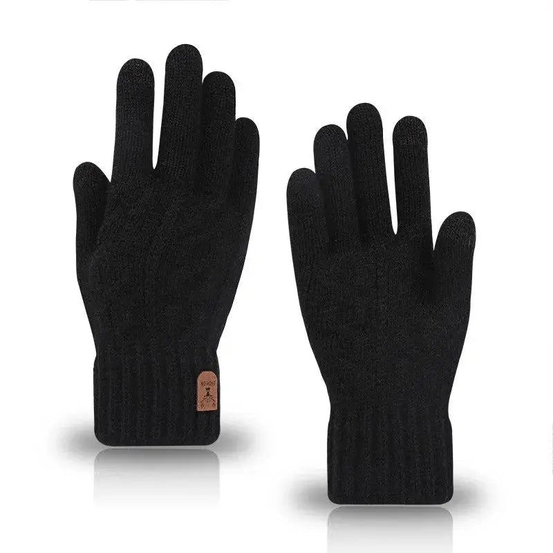 2023 new men's warm gloves winter touch screen plus fleece gloves cold warm wool knitted gloves - Woozy Store