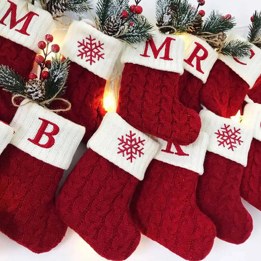 Christmas Alphabet Knitting Socks Christmas Tree Ornaments Christmas Decorations For Home 2022 Navidad Noel 2023 Xmas Gift - Woozy Store
