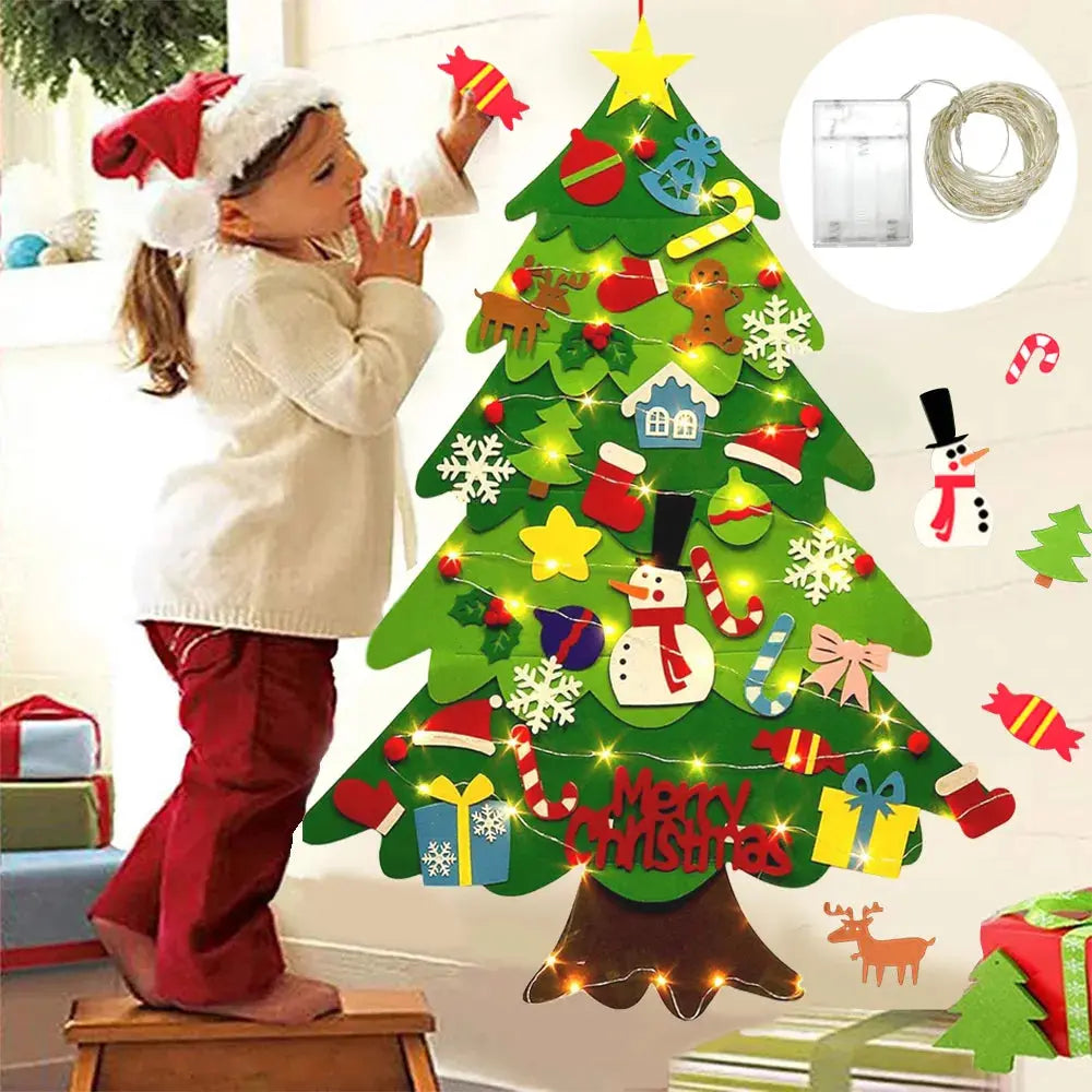 DIY Felt Christmas Tree Christmas Decoration for Home Navidad 2022 New Year Christmas Ornaments Santa Claus Xmas Kids Gifts Woozy Store