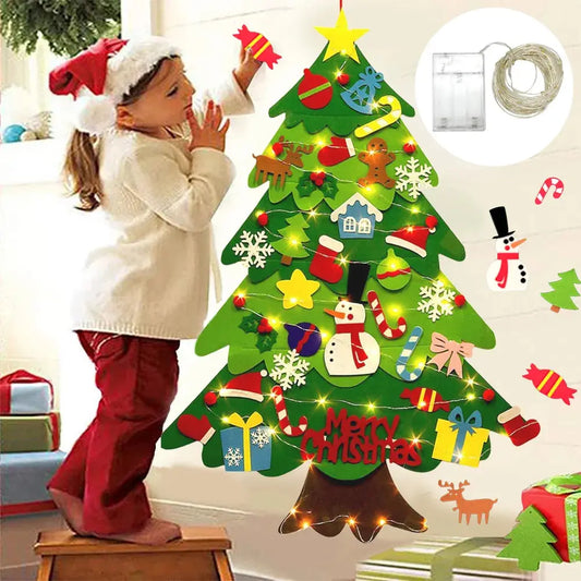 DIY Felt Christmas Tree Christmas Decoration for Home Navidad 2022 New Year Christmas Ornaments Santa Claus Xmas Kids Gifts Woozy Store