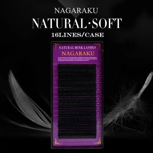 NAGARAKU 16Rows Classic Individual Eyelash Extension Lashes Matte Black Professional Soft Natural - Woozy Store