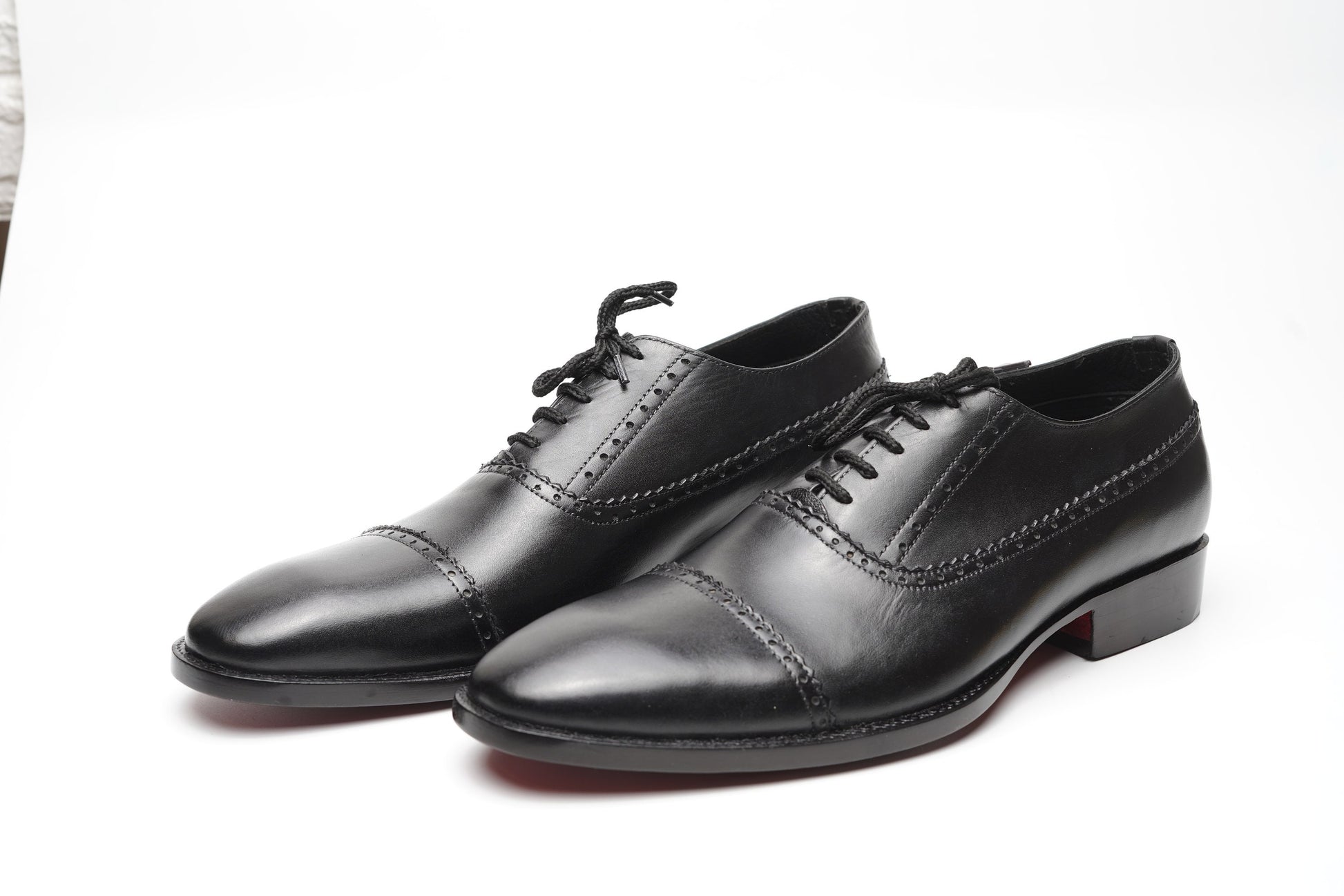 Real handmade Black Cap Toe Oxford Made of full Grain Natural Crust leather Woozy Store