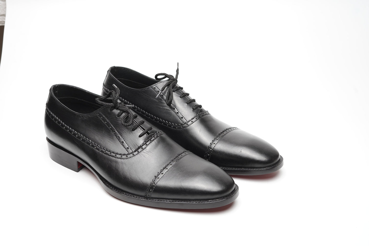 Real handmade Black Cap Toe Oxford Made of full Grain Natural Crust leather Woozy Store