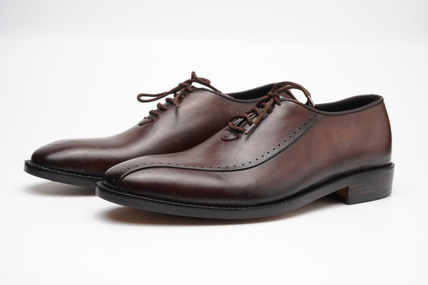 Handmade Brown Hand Dyed, Hand Stitched Plain Oxford Shoes Made of full Grain Natural Crust leather With Leather Sole Woozy Store