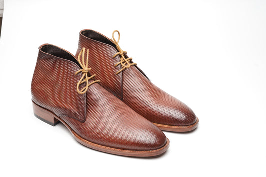 Real handmade Chukka Boots with Hand burnished brown shade Made of full grain natural crust leather Woozy Store