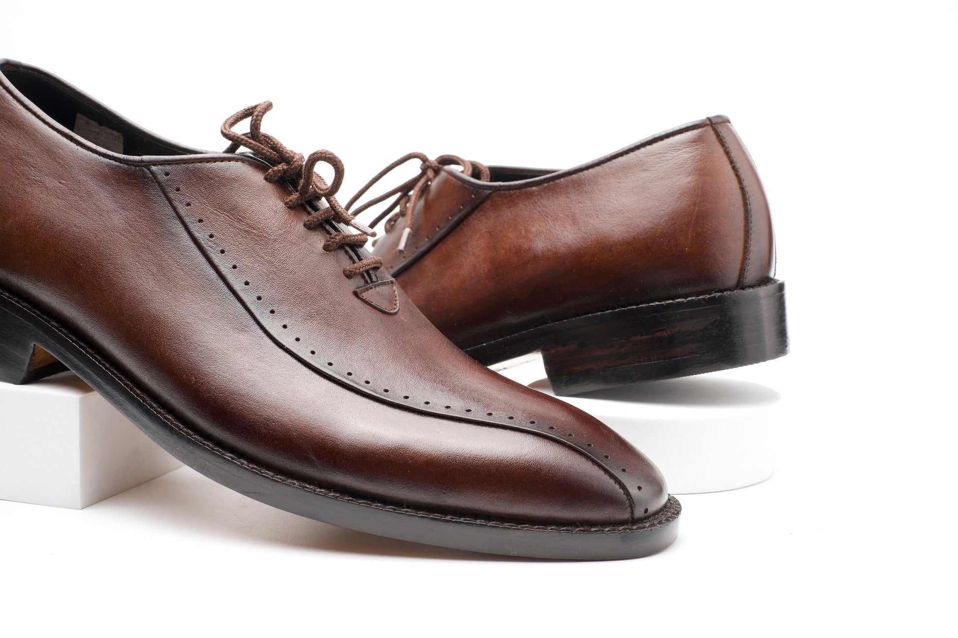 Handmade Brown Hand Dyed, Hand Stitched Plain Oxford Shoes Made of full Grain Natural Crust leather With Leather Sole Woozy Store