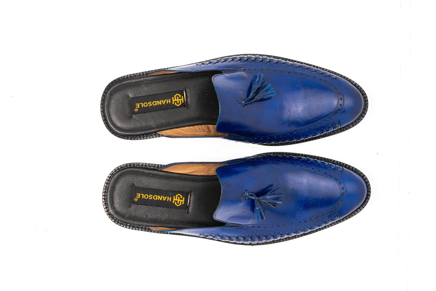 Royal blue or any Color of Your Choice Whole Cut loafer Backless Slip On Mule Cow Crust Leather Custom Made-To-Order Shoes  Unique Premium Woozy Store