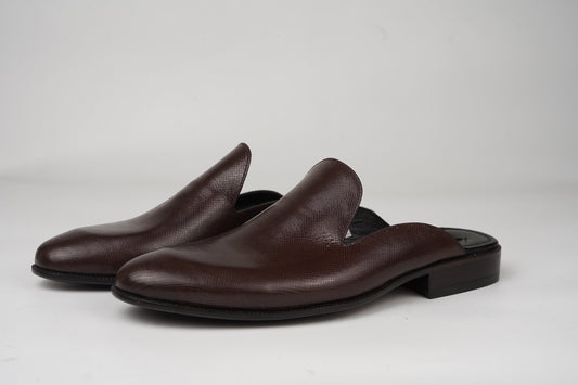 Brown Whole Cut loafer Backless Slip On Mule Custom Made-To-Order Shoes  Premium Quality Handmade Patent leather Handsole