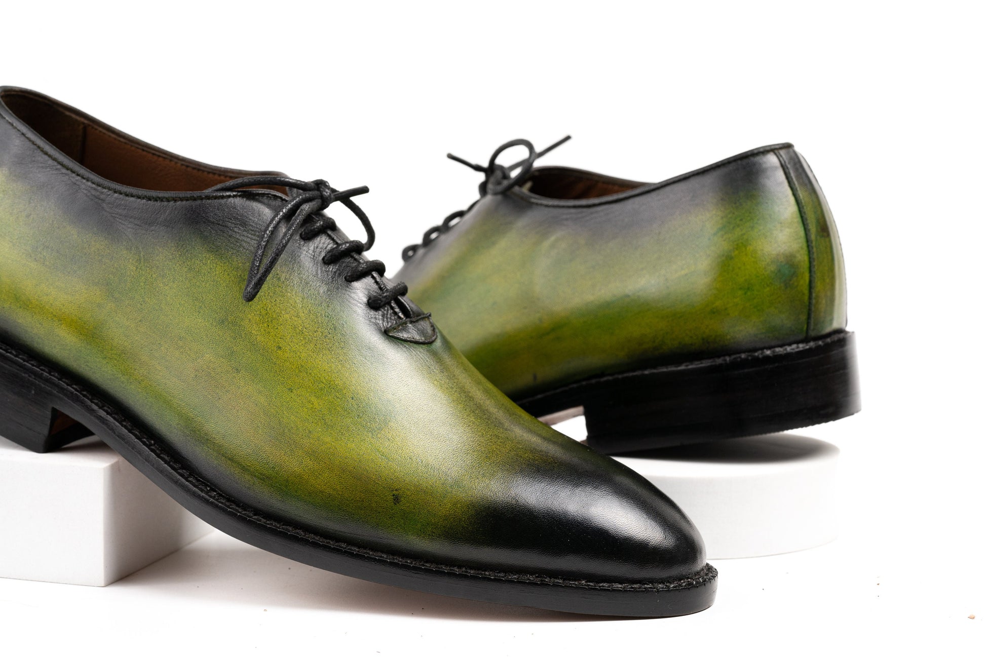 Wholecut Oxford Shoes Men Hand Welted Real Crust Leather Luxury Shoes Made To Order Customized Formal Shoes Suit Shoes Green Patina Shoes Woozy Store