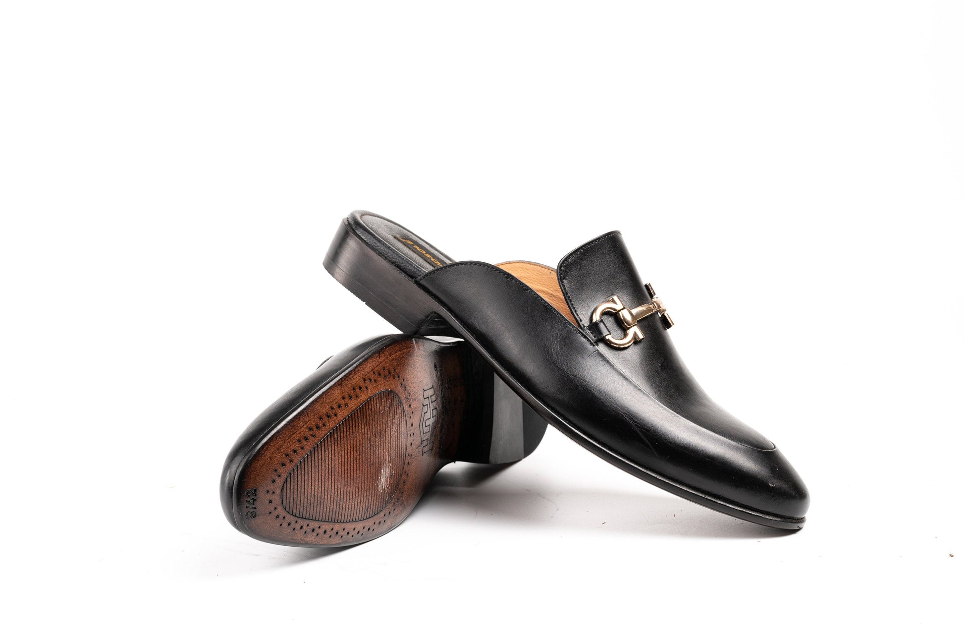 Black Aniline Horsebit backless loafer Slip on Mule Woozy Store