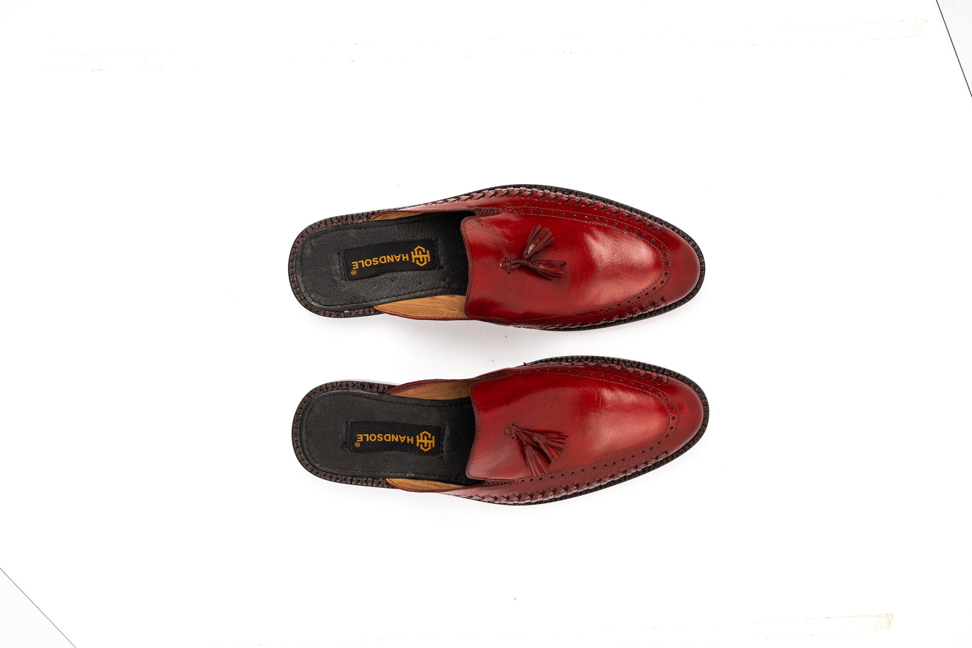 Oxblood or any Color of Your Choice Whole Cut hand weave loafer Backless Slip On Mule Cow Crust Leather Custom Made-To-Order Shoes Woozy Store